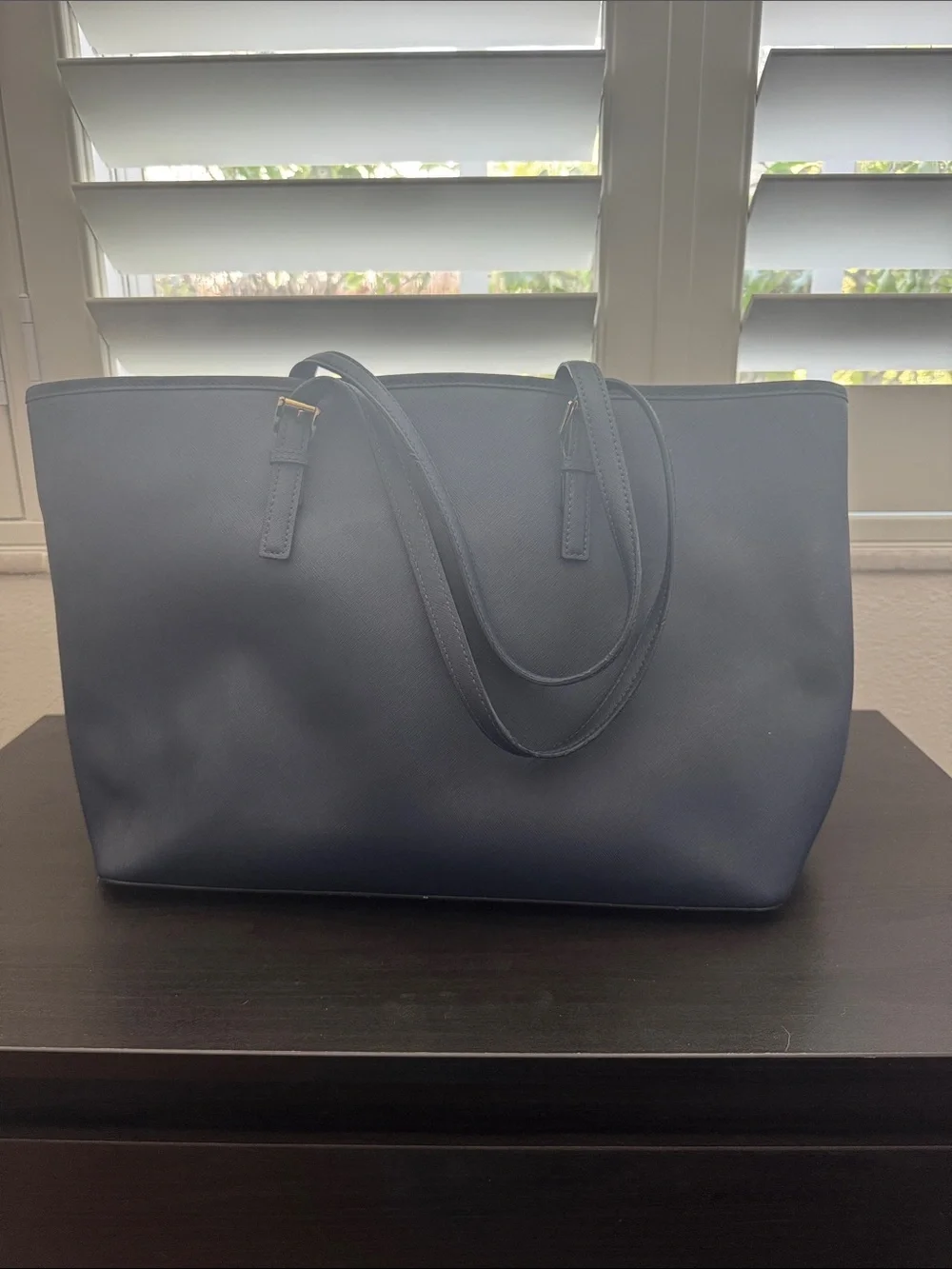Michael Kors Navy Saffiano Leather Tote with Gold Hardware
